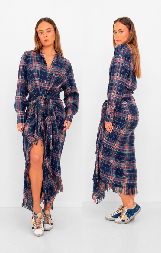 Bowral Check Sarong Shawl Dress