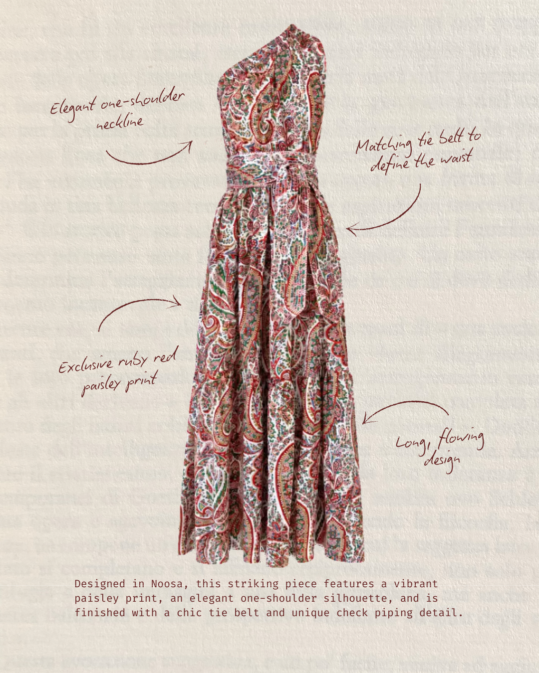 Ruby Red Paisley One-Shoulder Maxi Dress