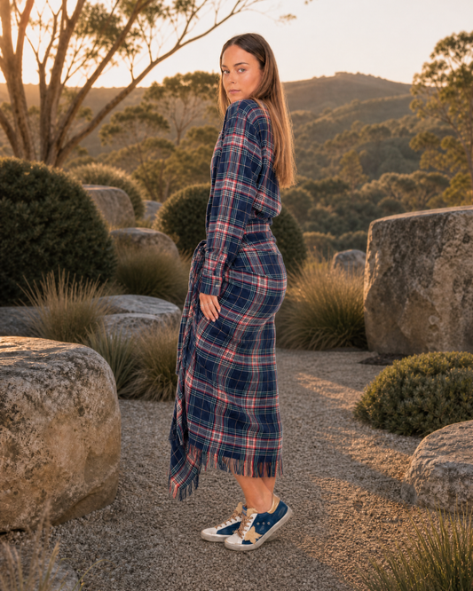 Bowral Check Sarong Shawl Dress