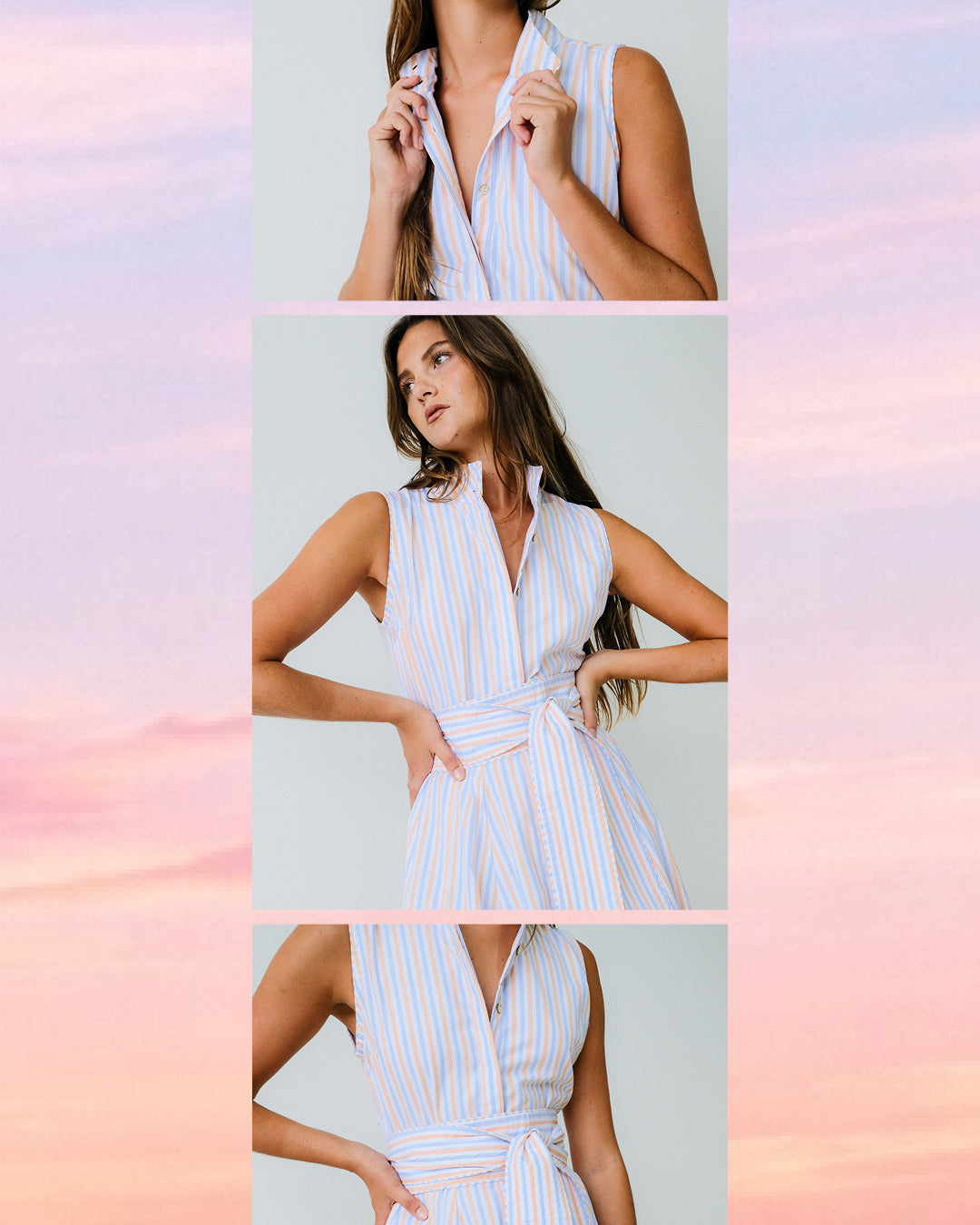 Pastel Tides Sleeveless Panel Dress