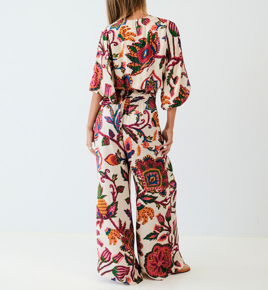 Banana Rama Cream Balloon Sleeve Top