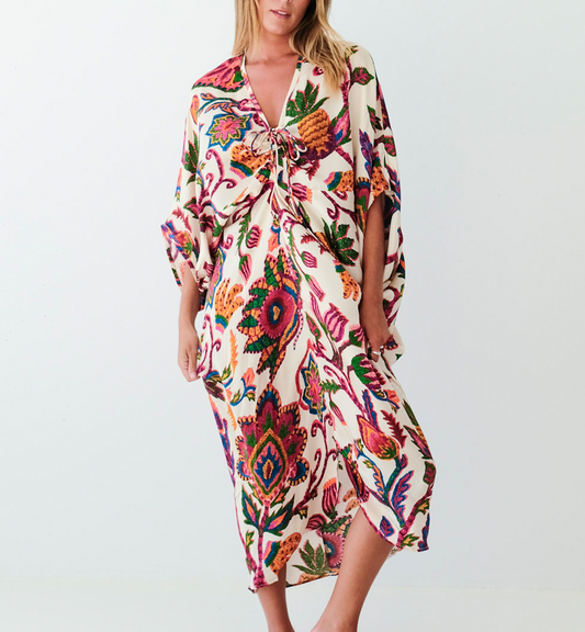 Banana Rama Cream Kaftan Dress