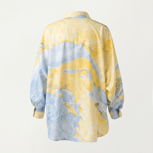Marbled Butterfly Shirt Baby Blue & Yellow