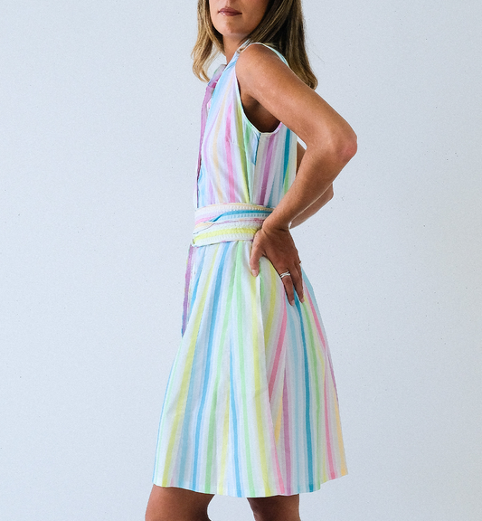 Rainbow Girlfriend Short Sleeveless Panel Dress