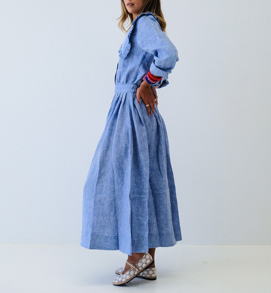 Chambray Linen Scandi Dress - FINAL SALE