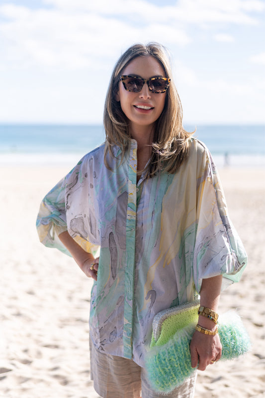 Marbled Butterfly Shirt in Green