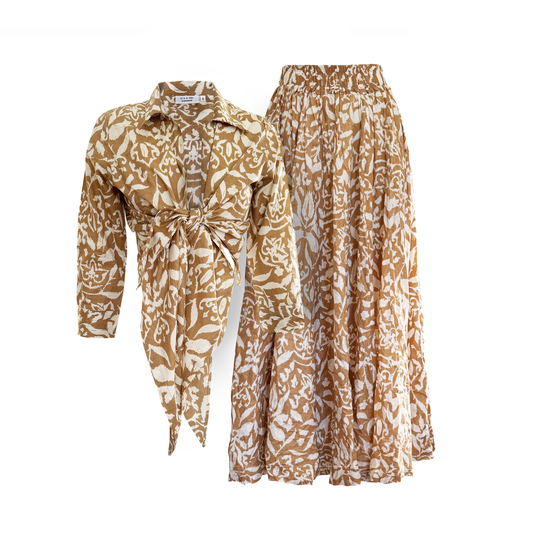 Cappuccino Floral Maxi Panel Skirt