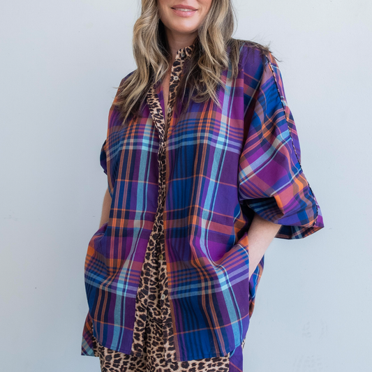 Check Me Out OS Butterfly Shirt w leopard Trim