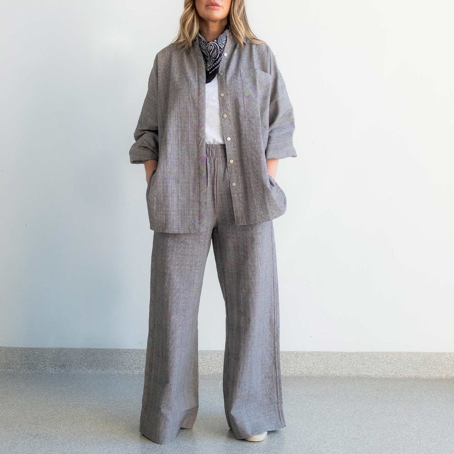 Paris Check Wide Leg Pant