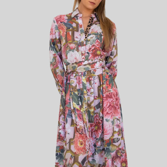 Ophelia Pink Drop Waist dress with slim tie belt — IT'S A FAD. Dress from Noosa, Australia