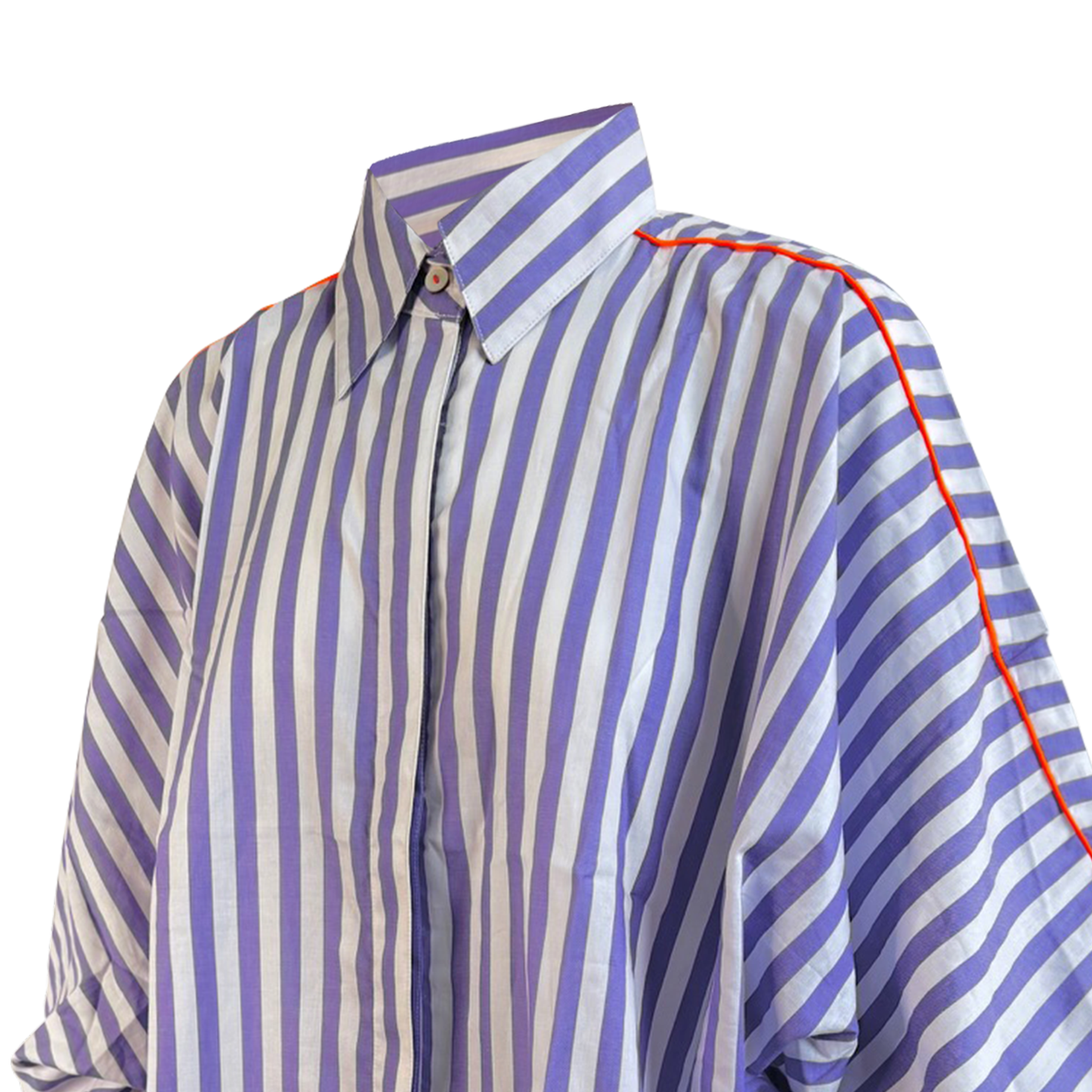 Purple and White Stripe with neon piping Butterfly Shirt