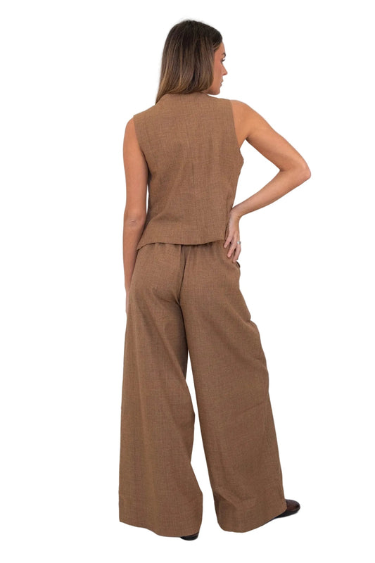 Chocolate Prince of Wales Wide Leg Pant