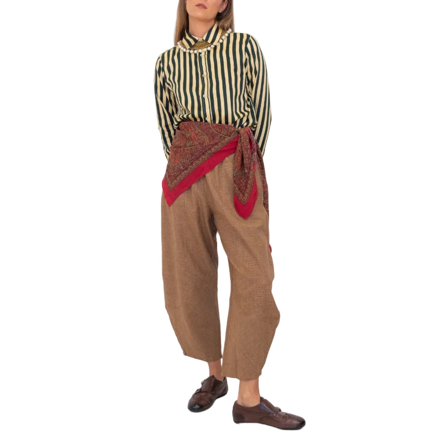 Chocolate Prince of Wales Barrel Pant