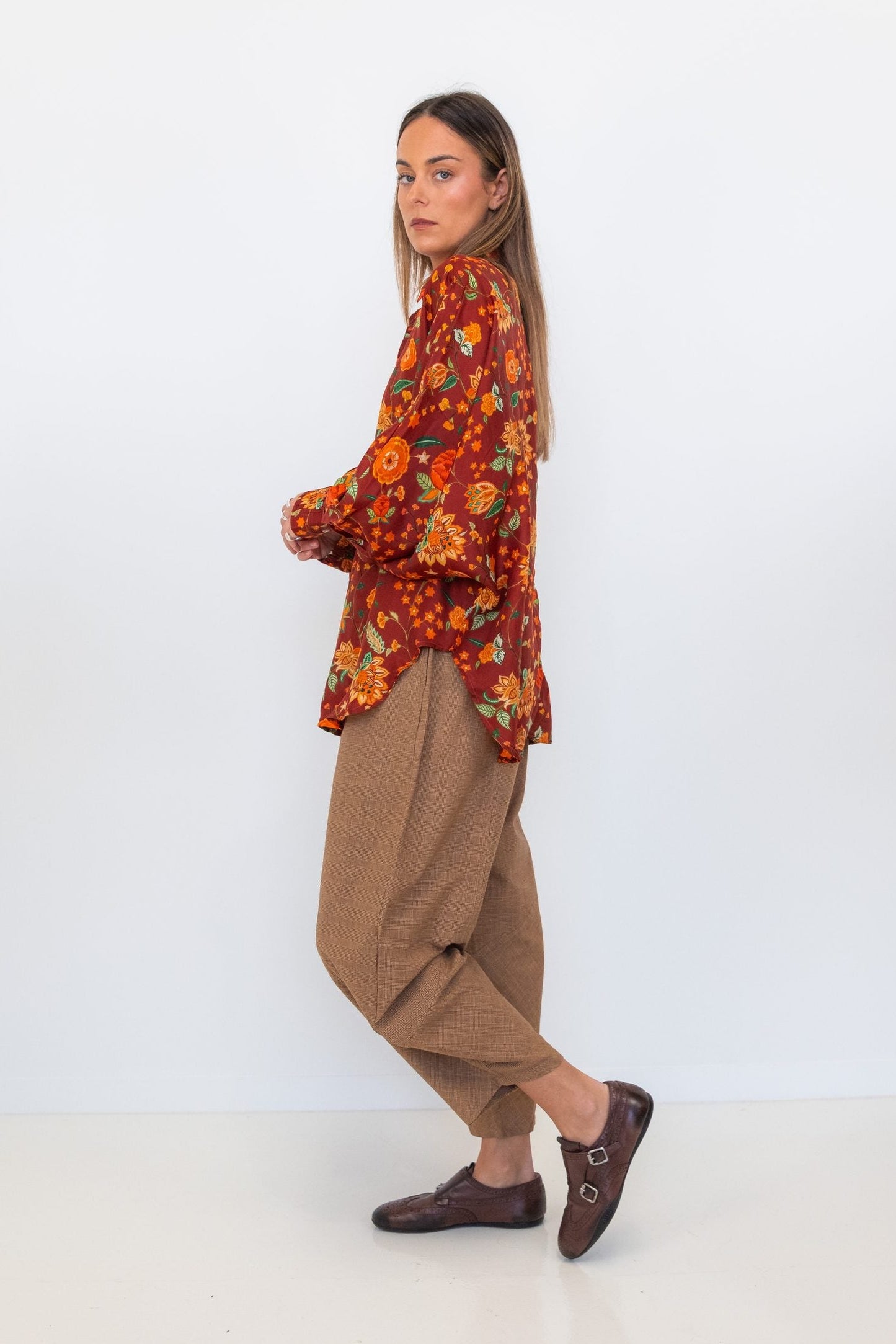 Butterfly Sleeve Shirt - Floral 01