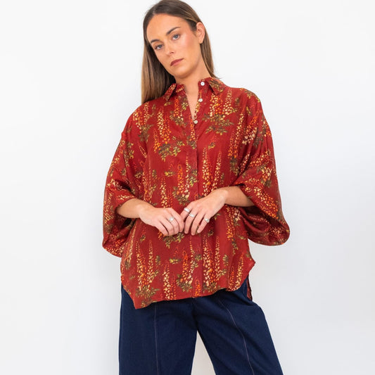 Butterfly Sleeve Shirt - Floral 05
