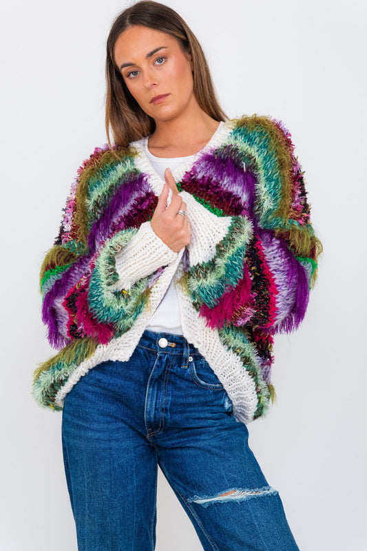 Nadia Dafri Cardi W09 Frou Frou Sage and cream