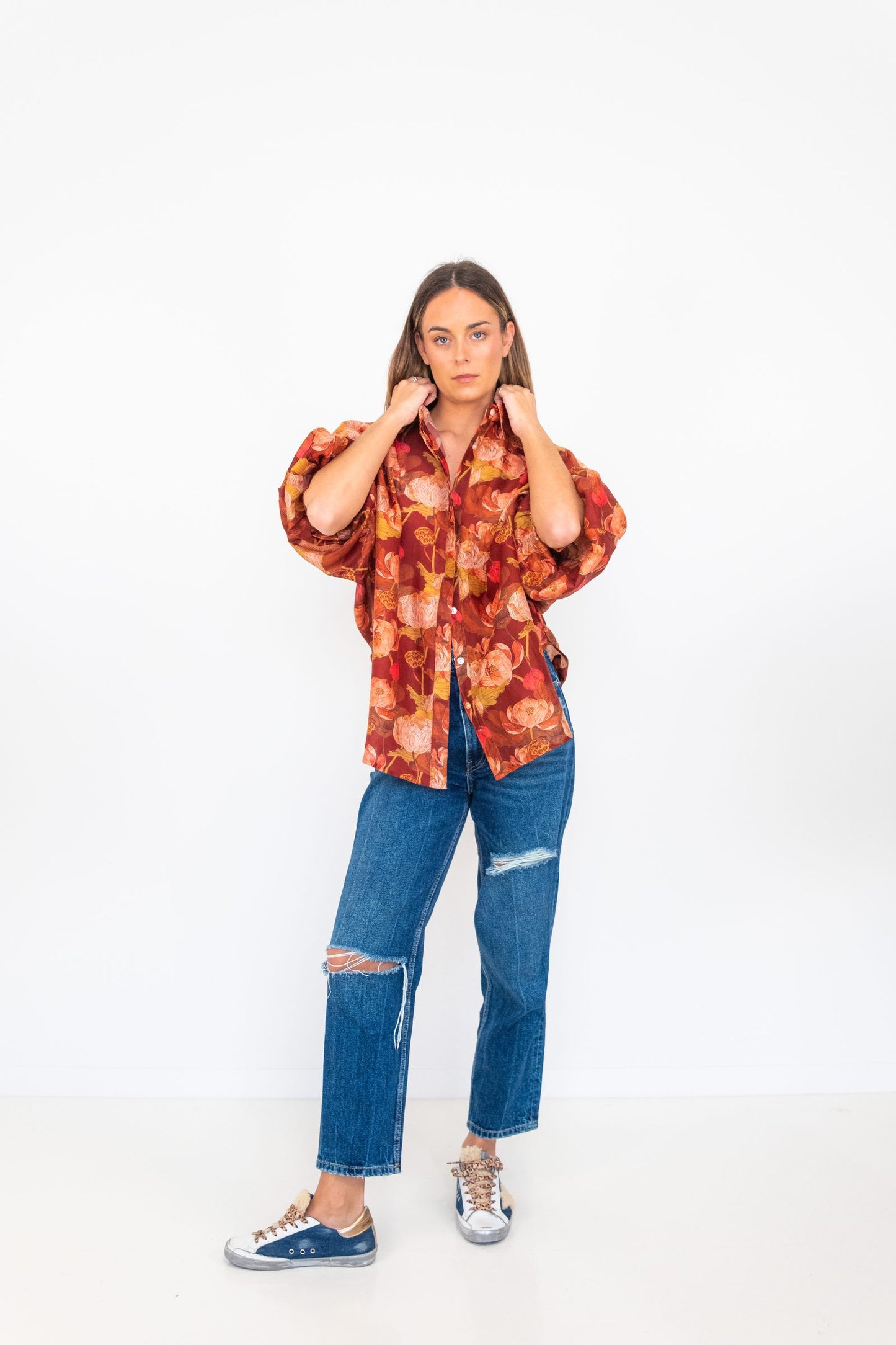 Butterfly Sleeve Shirt - Floral 02