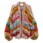 Multicolored knit cardigan on a white background