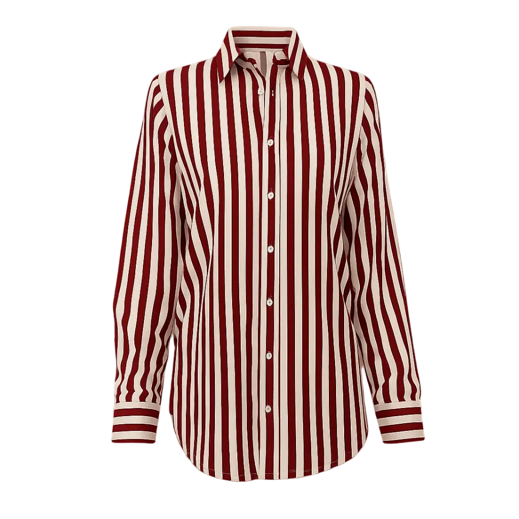 Red and white striped shirt on a white background