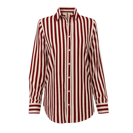 Red and white striped shirt on a white background