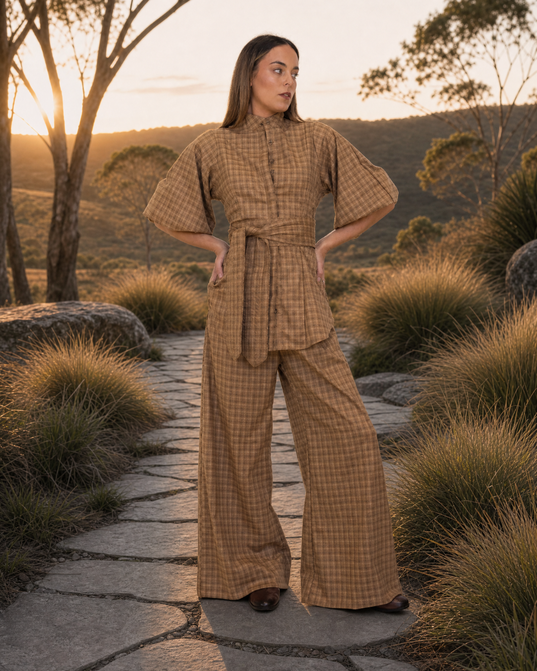 Cappuccino Check Lux Pant