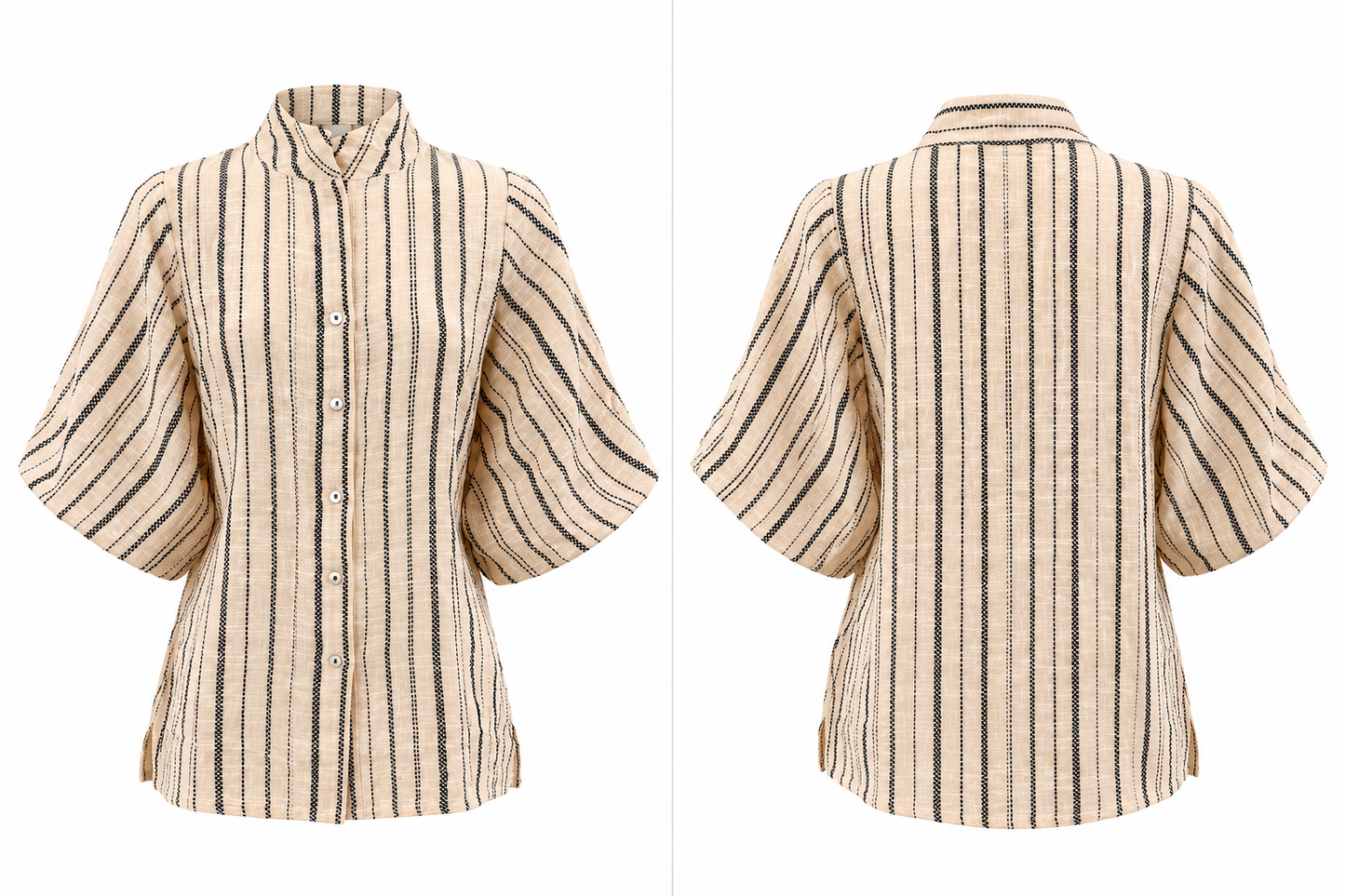 Tokyo Woven Ballon Sleeve Top - belted