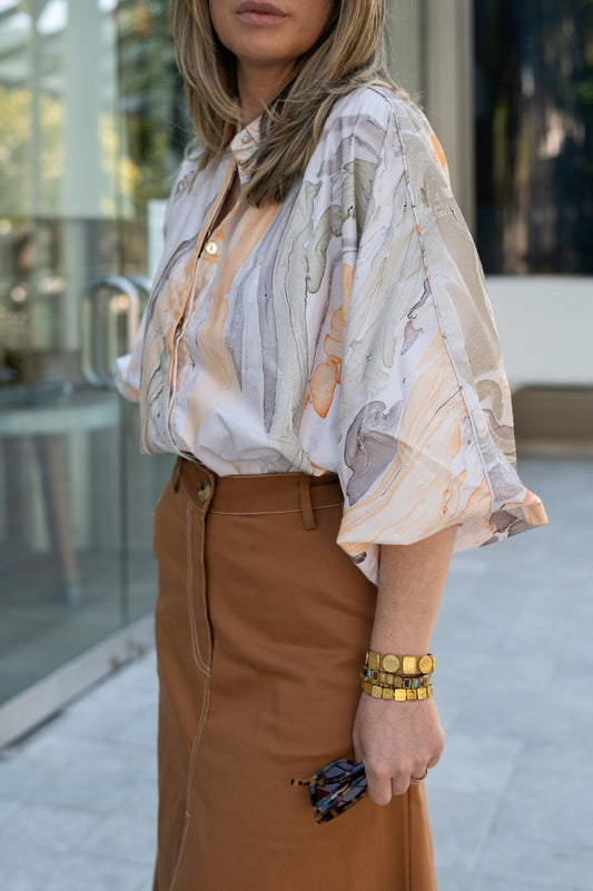 Marbled Butterfly Shirt in Peach