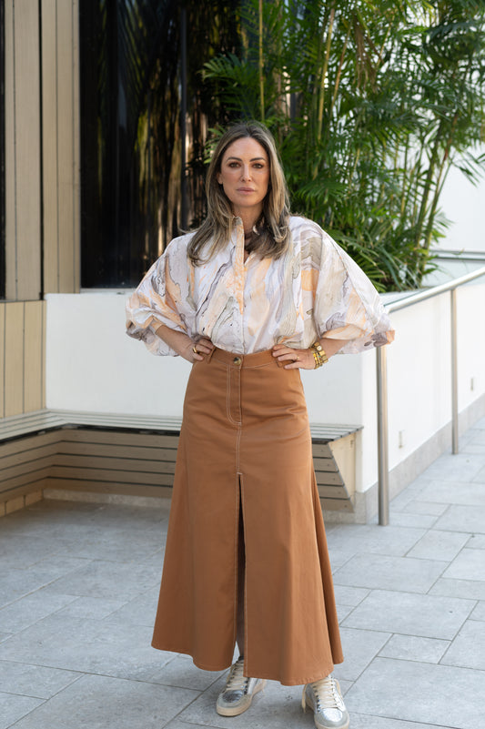Marbled Butterfly Shirt in Peach