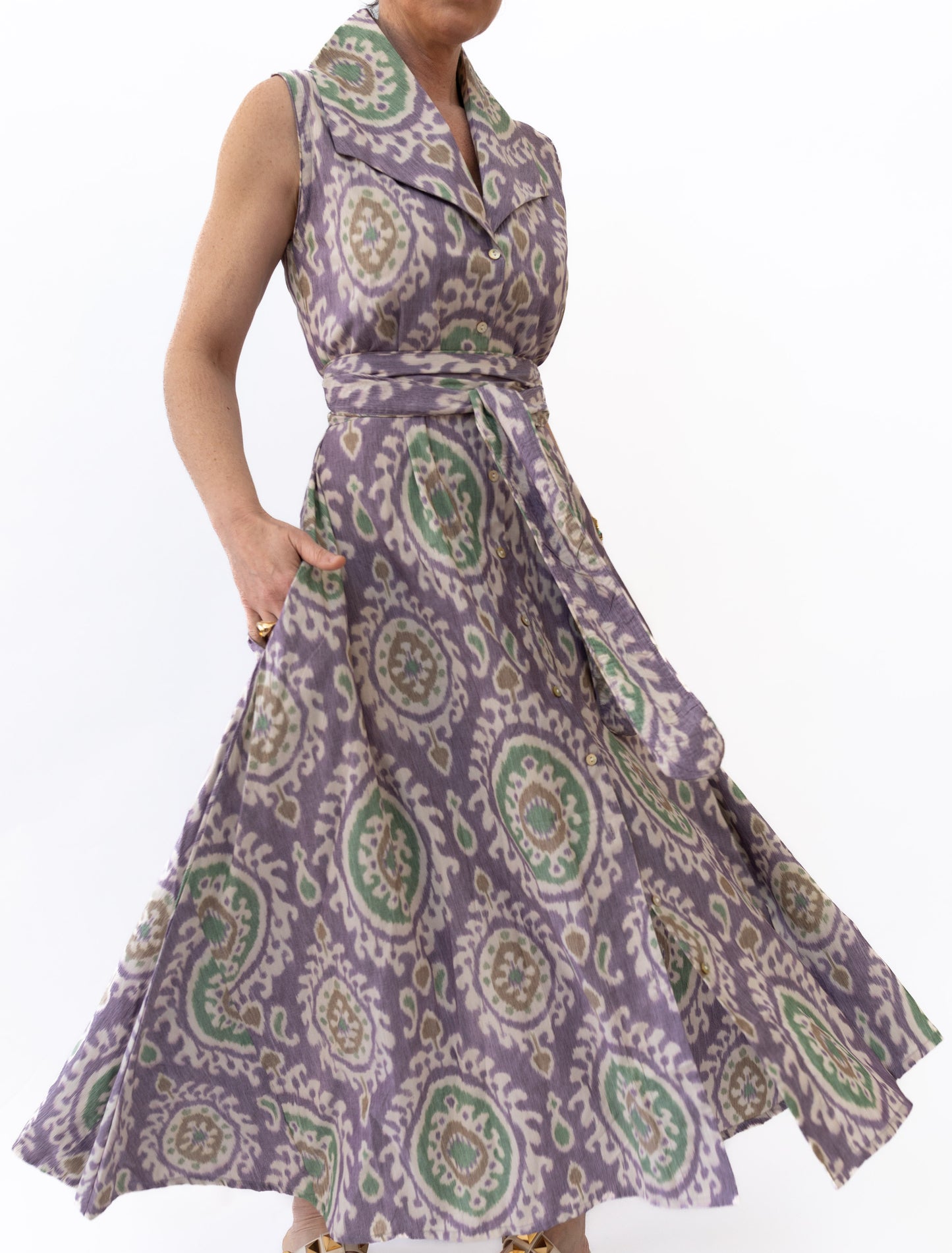 Uzby Ikat Collar Dress