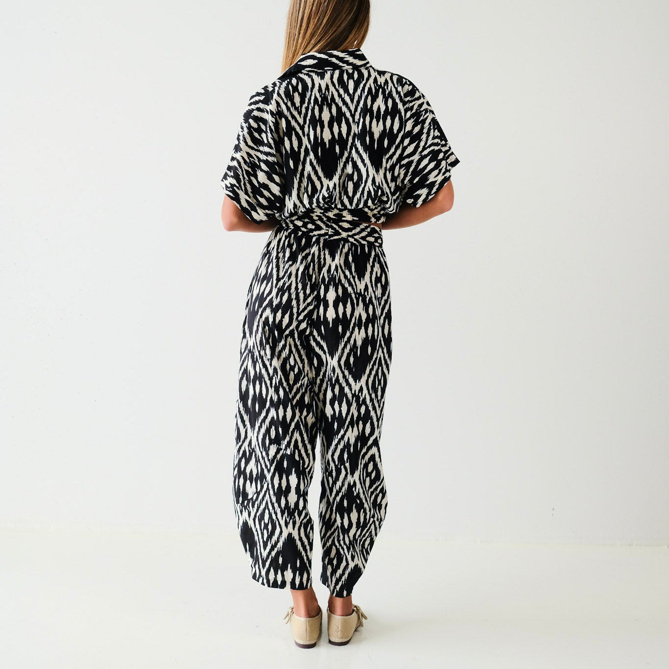 Black & Cream Ikat Dolman Top - ships April 24th