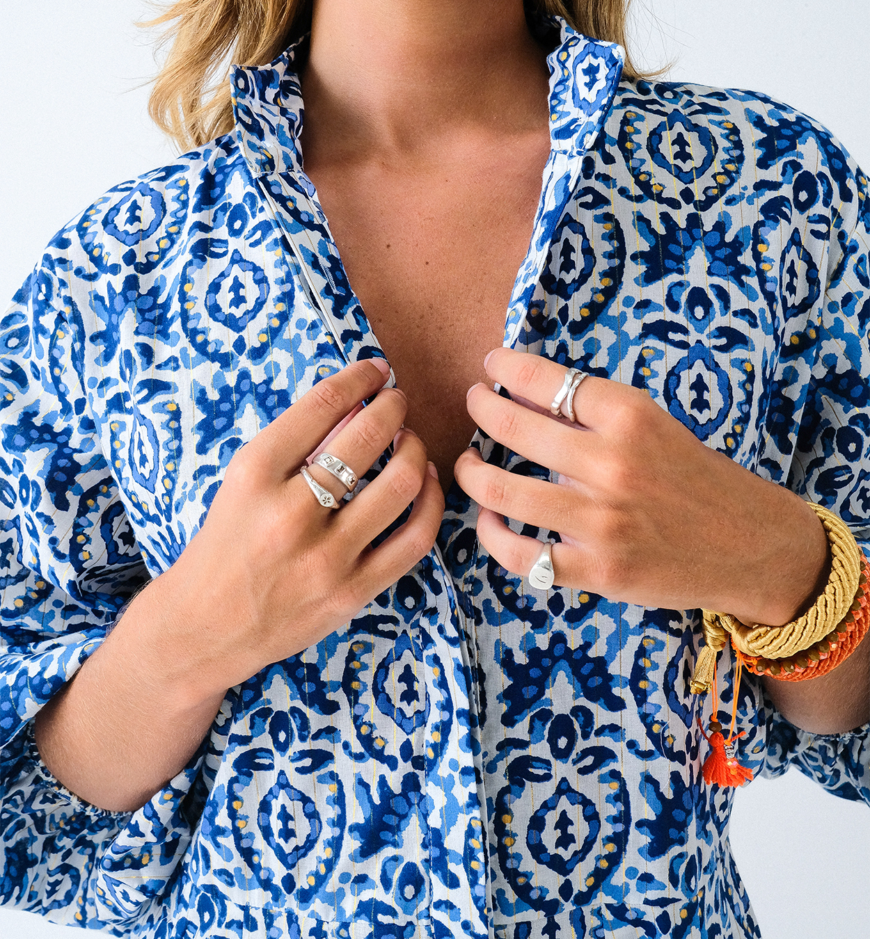 Batik Balloon Sleeve Short Panel Dress