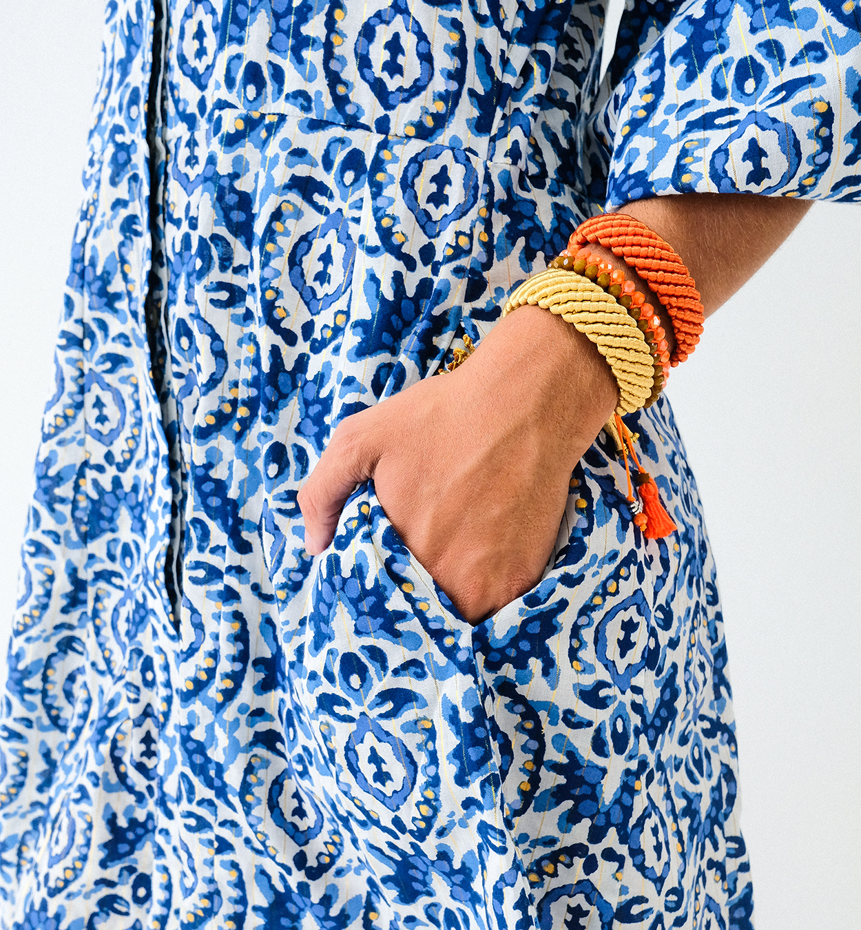 Batik Balloon Sleeve Short Panel Dress