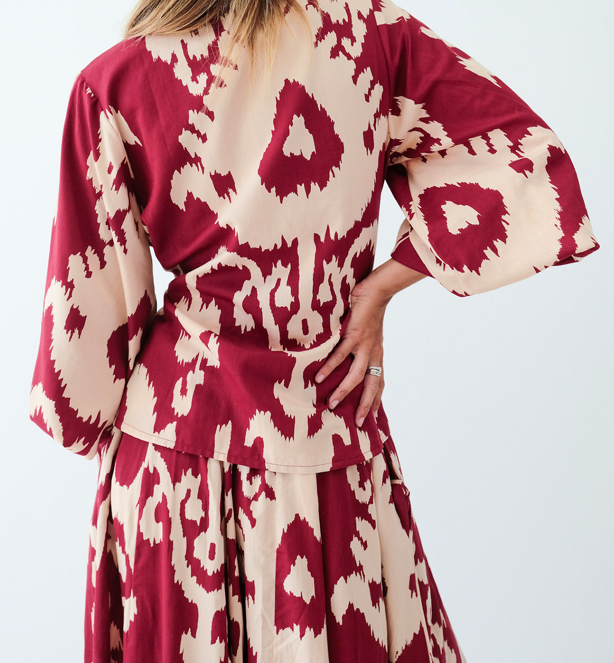 Bordeaux Gold Ikat Tie Top