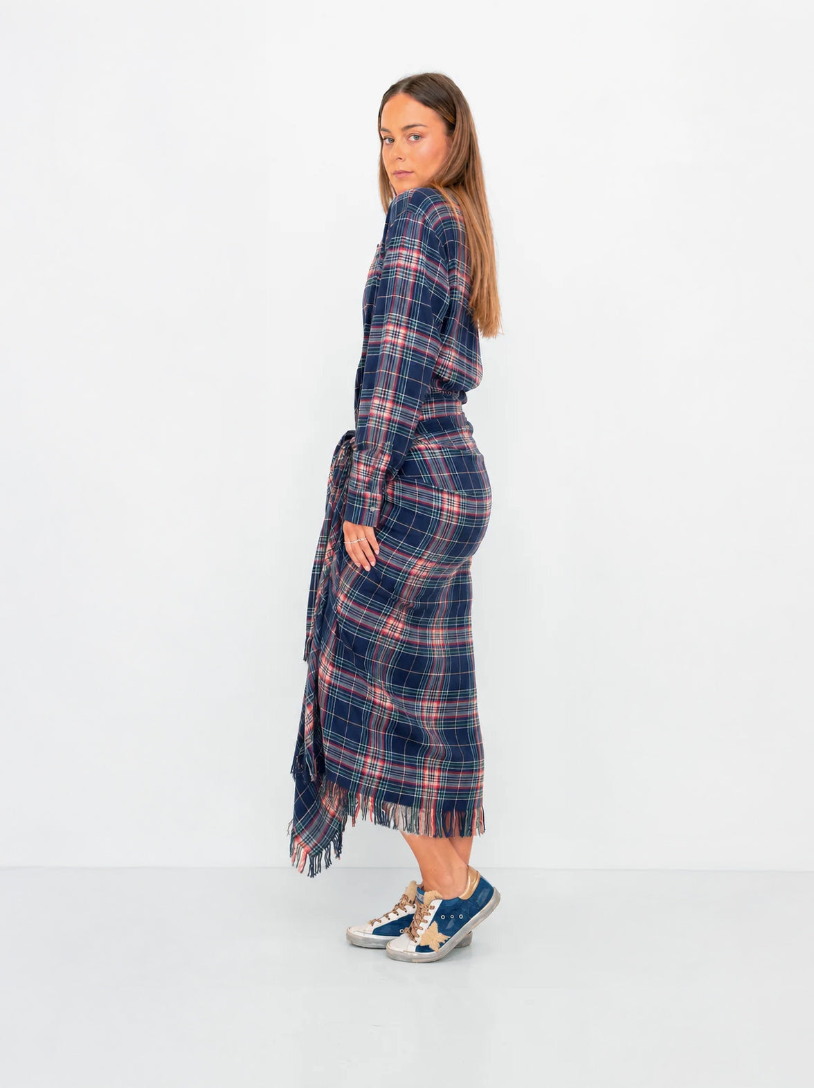 Bowral Check Sarong Shawl Dress