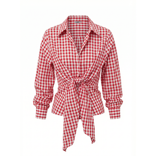 Cherry Check Collection Tie Top