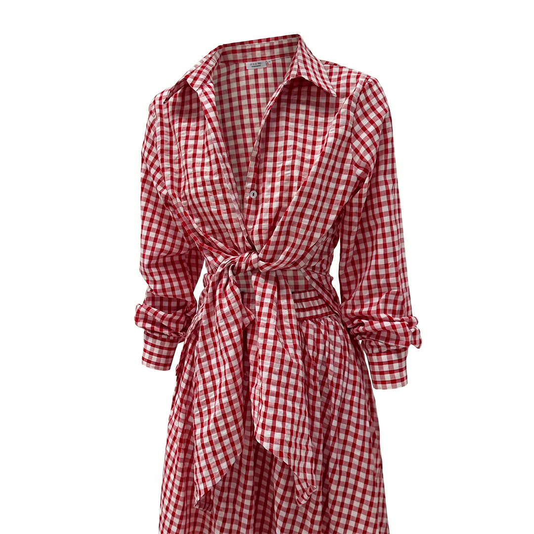 Cherry Check Collection Tie Top