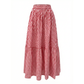 Cherry Check Tiered Cotton Maxi Skirt