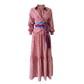 Cherry Check Tiered Cotton Maxi Skirt