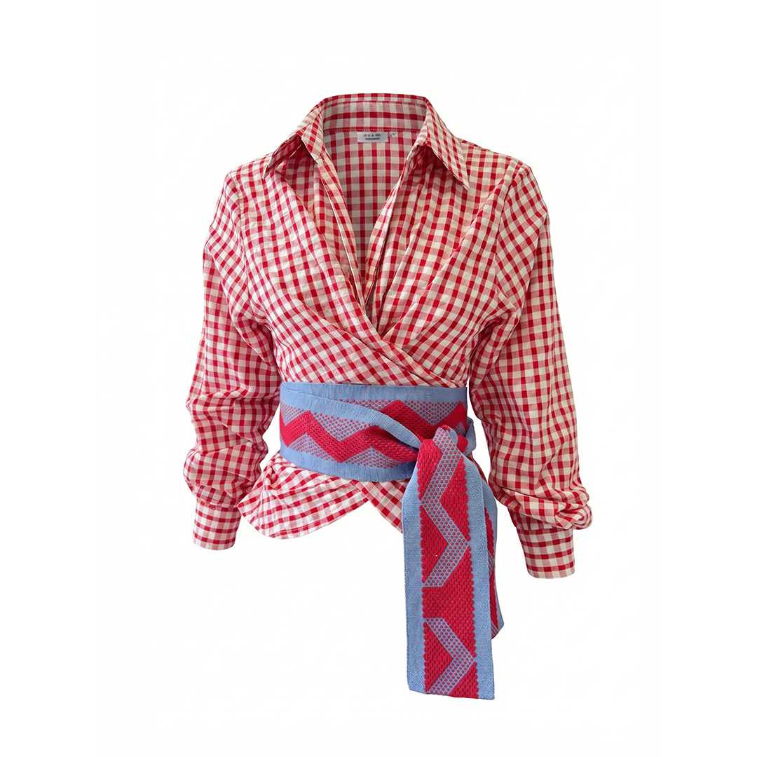 Cherry Check Collection Tie Top