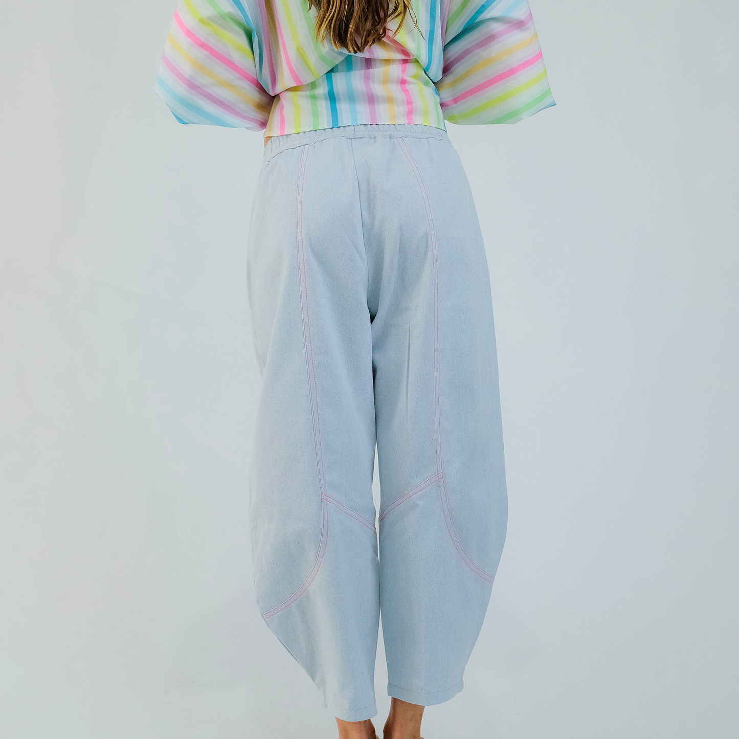 Light Denim Wash Barrel Pant