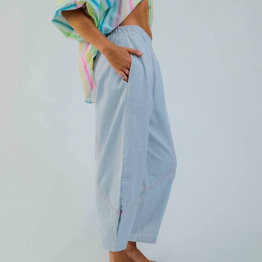 Light Denim Wash Barrel Pant