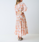 Orange Toile Chinoiserie Long Sleeve Panel Dress