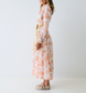 Orange Toile Chinoiserie Long Sleeve Panel Dress