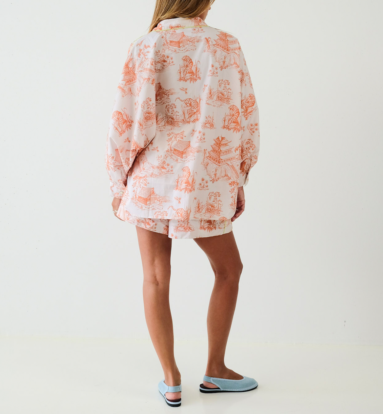 Orange Toile Chinoiserie Butterfly Shirt