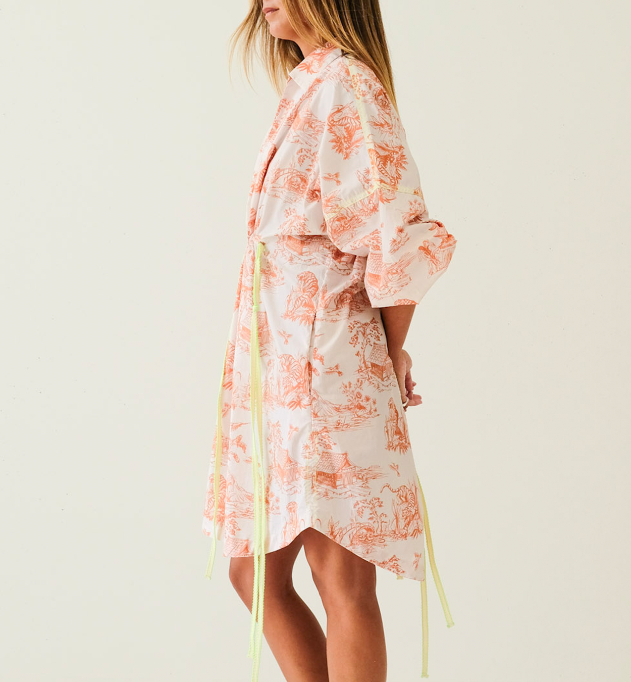 Orange Toile Chinoiserie Butterfly String Dress