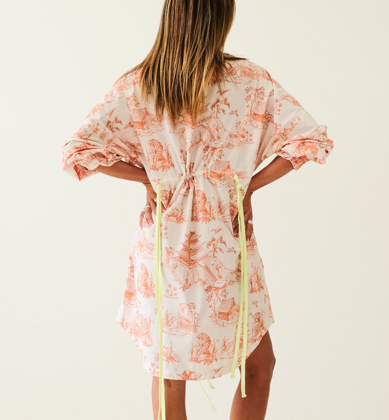 Orange Toile Chinoiserie Butterfly String Dress