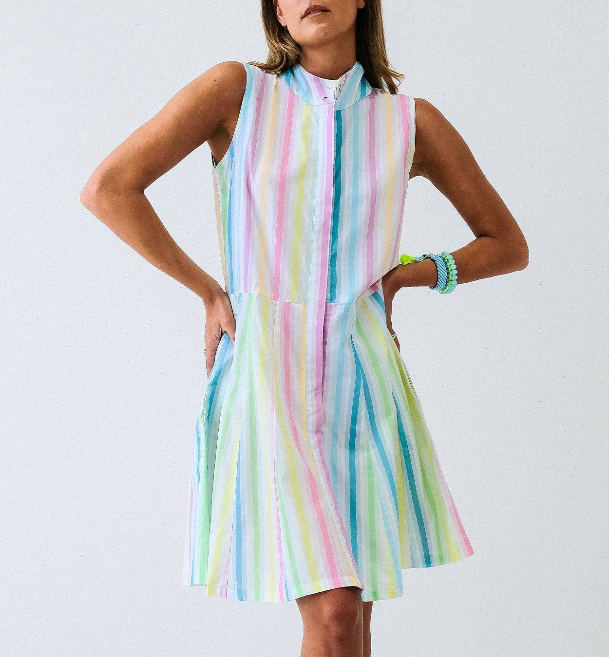 Rainbow Girlfriend Short Sleeveless Panel Dress