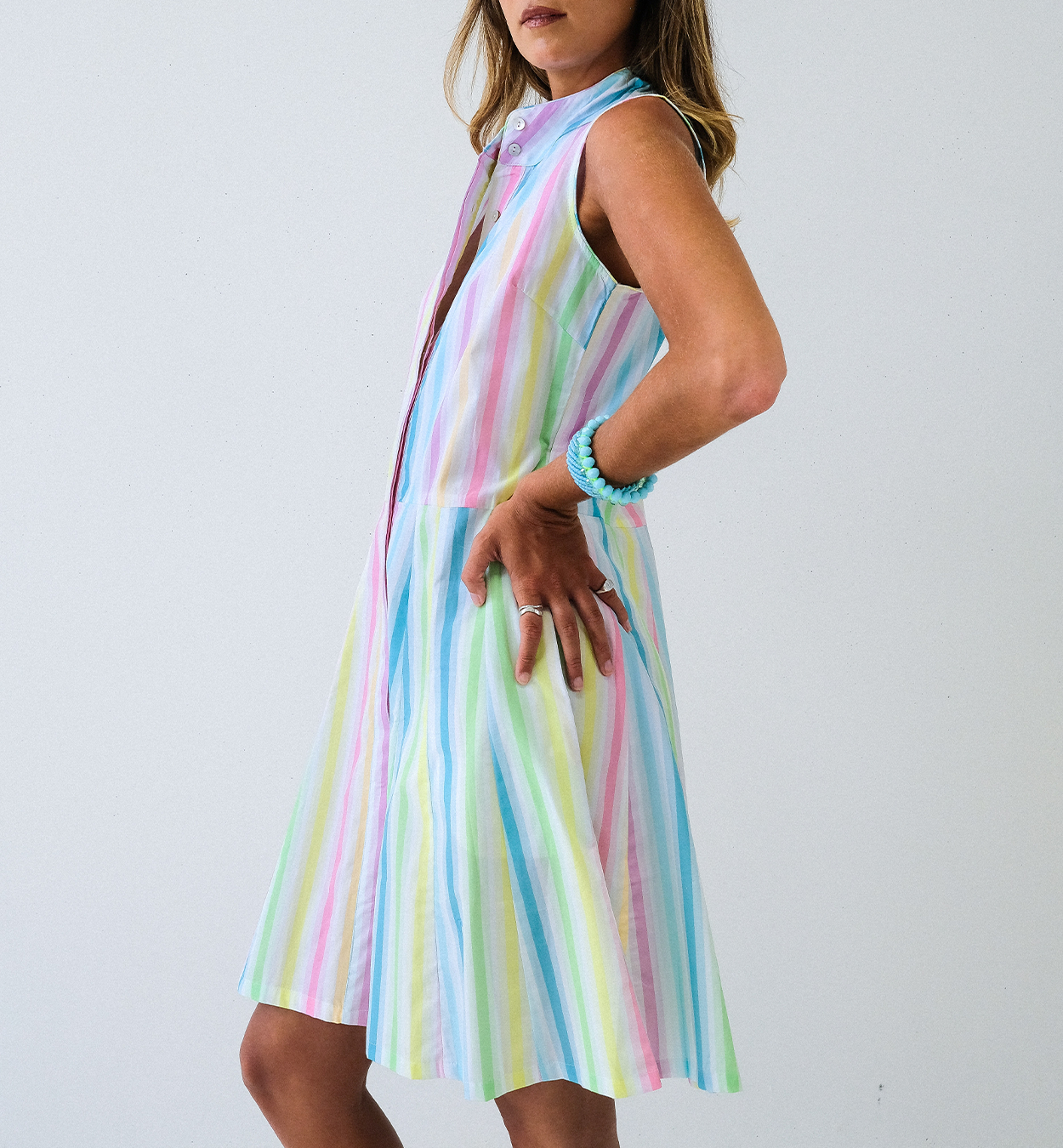 Rainbow Girlfriend Short Sleeveless Panel Dress