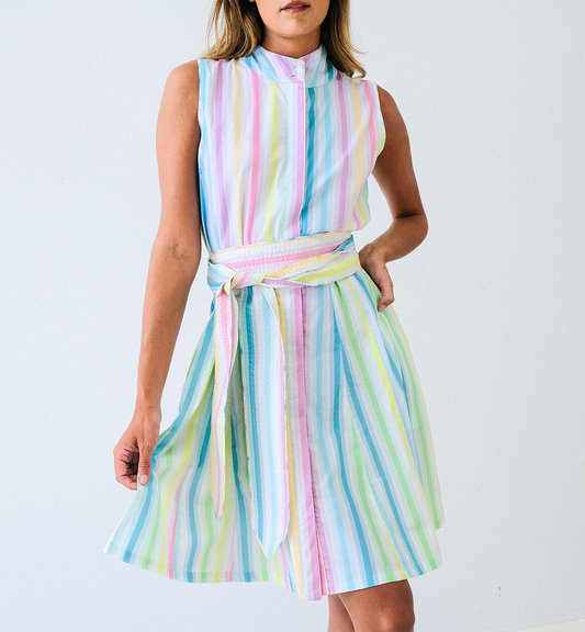 Rainbow Girlfriend Short Sleeveless Panel Dress