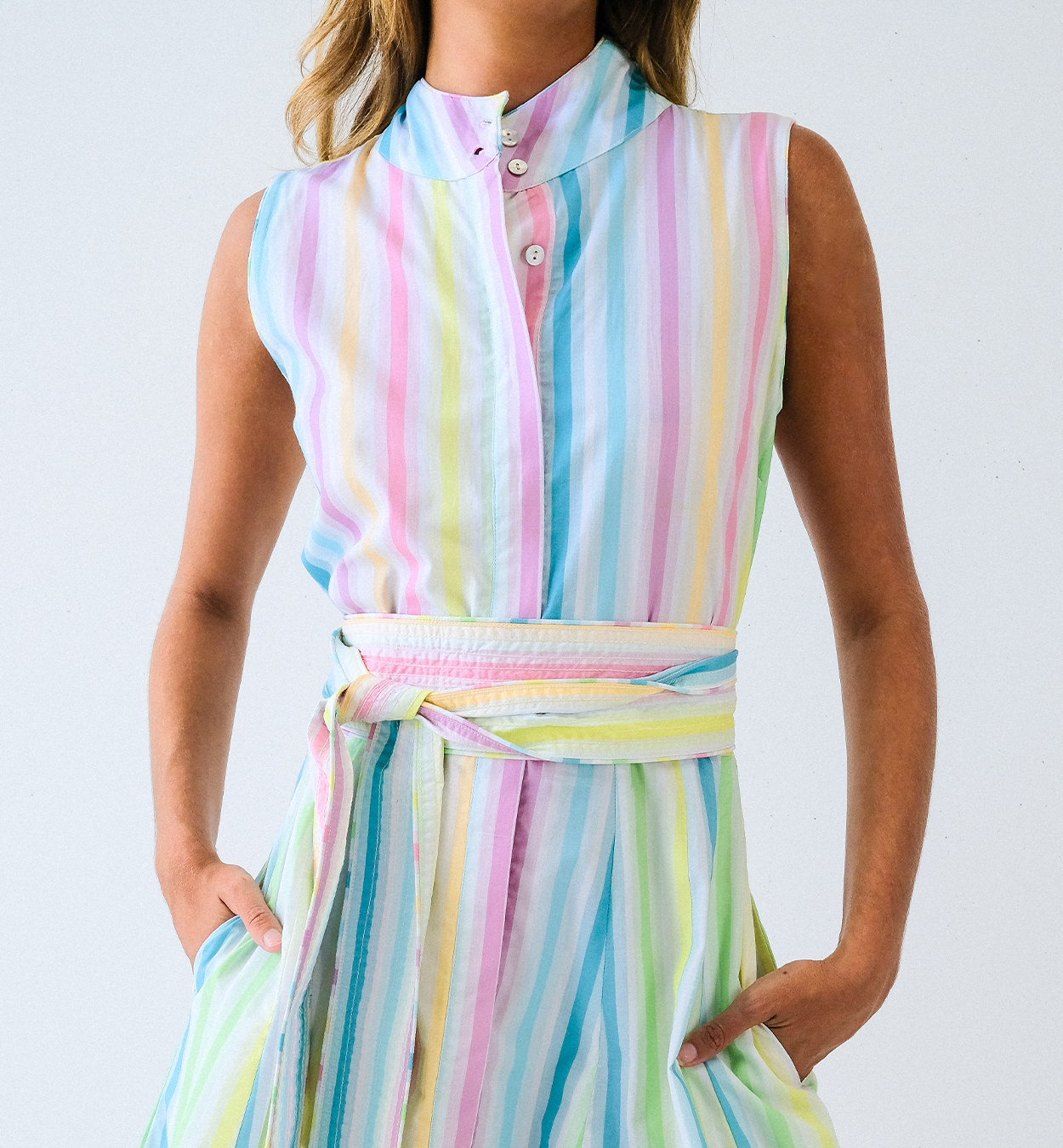 Rainbow Girlfriend Short Sleeveless Panel Dress